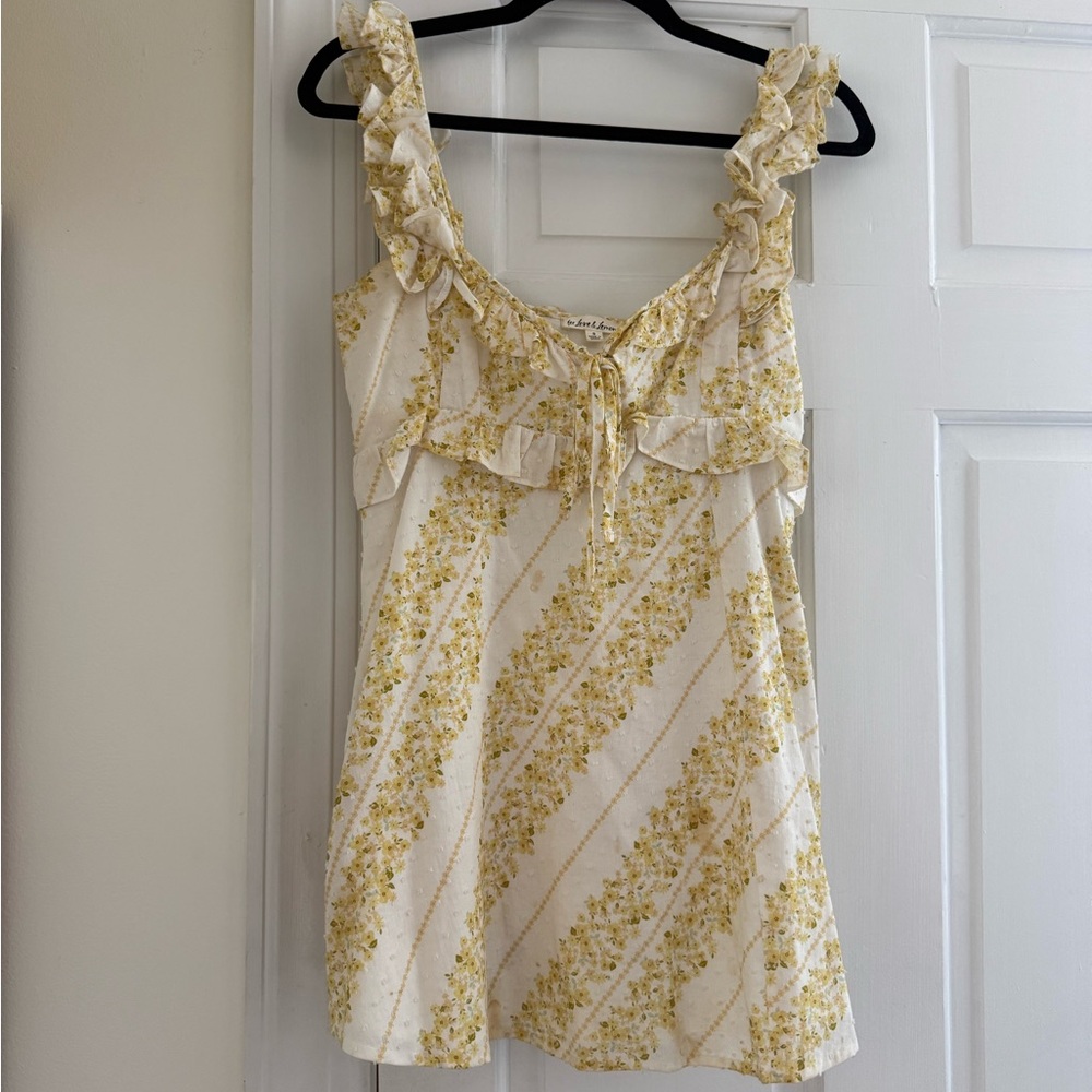 For Love & Lemons yellow floral mini dress
